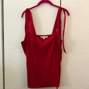NWT LOFT red ribbed tank top with adjustable, tying straps.